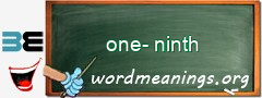 WordMeaning blackboard for one-ninth